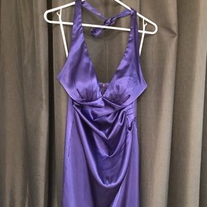 Simmering blue Halter-style dress with zip back